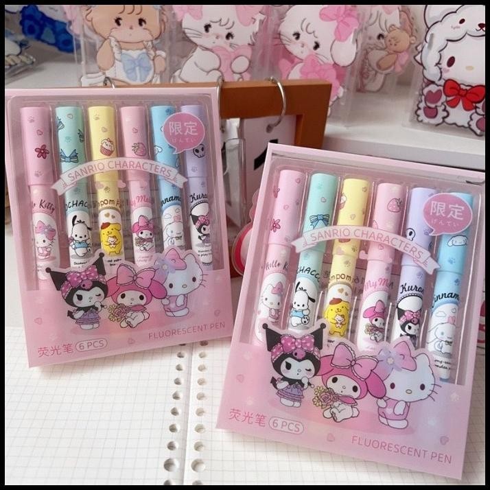 

DISKON HIGHLIGHTER SANRIO 1 SET 6 PCS WARNA HIGHLIGHTER KUROMI CINAMOROL LENG !!!!