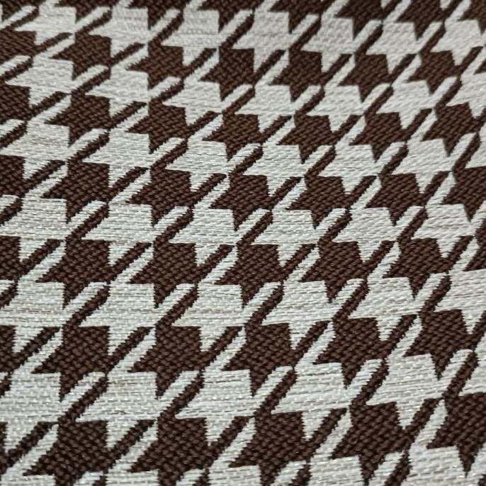 Kain Jok Mobil Fabric Motif Houndstooth Coklat Motif Besar