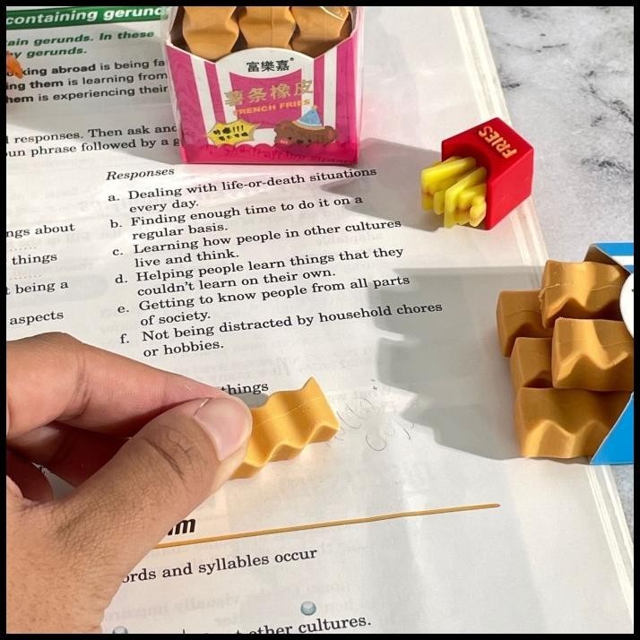 

TERMURAH PENGHAPUS LUCU KENTANG GORENG FRENCH FRIES STICK 1 BOX ISI 6 PCS MURAH !!!!!!!