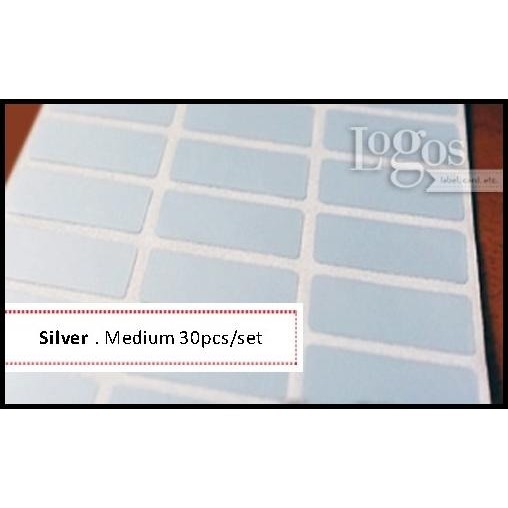 

TERMURAH SILVER MEDIUM STICKER LABEL NAMA MERK BRAND BARCODE BOTOL KOSMETIK !!!!!!