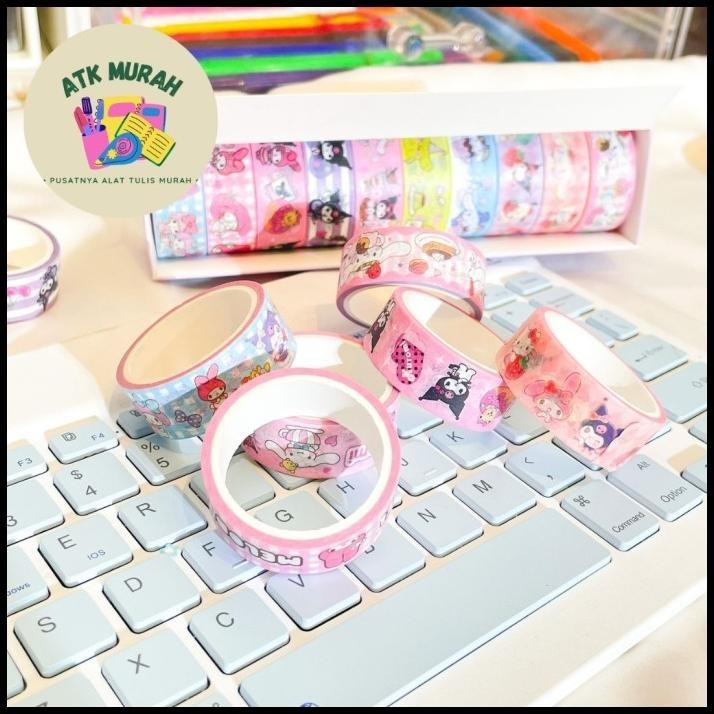 

HOT DEAL WASHI TAPE 1 SET 10 ROLL SANRIO SOLATIP SET TERMURAH LUCU KUROMI HELLO !!!!