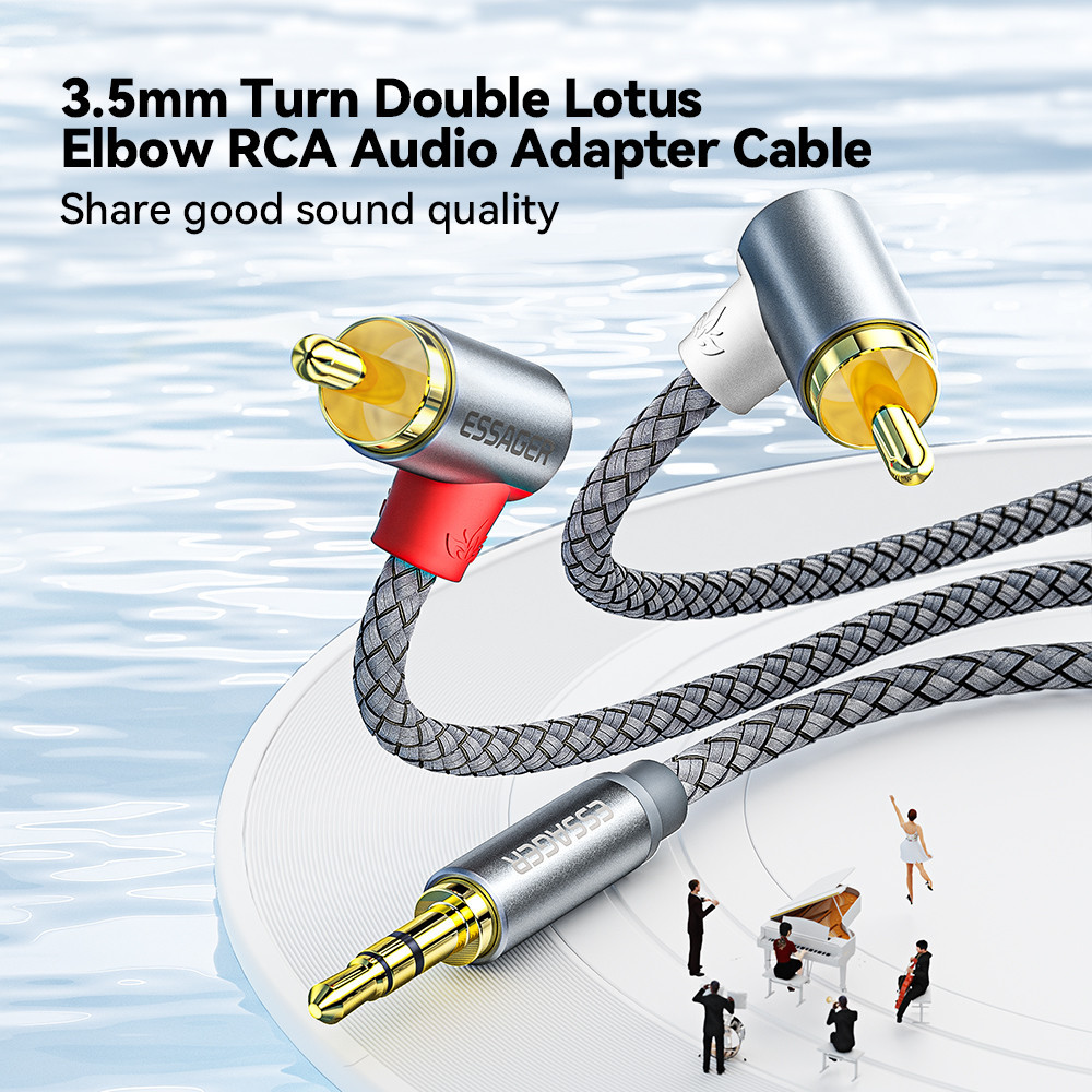 Kabel Audio Jack 3.5mm to RCA Double Lotus Elbow Adapter 3M - EYPWT-MYC0G-P