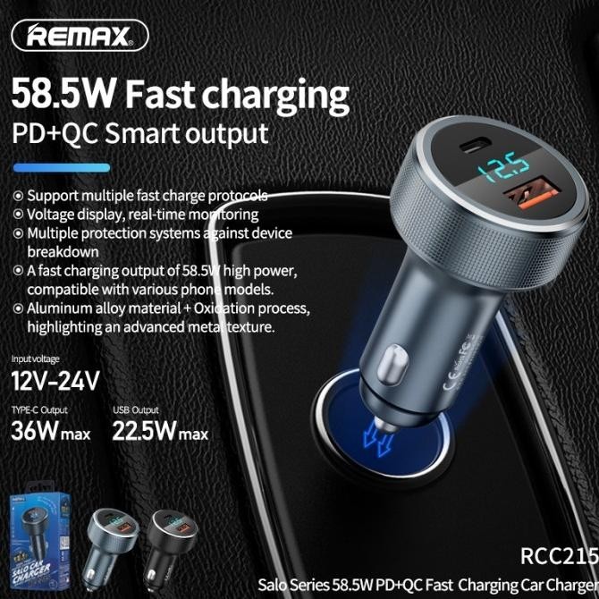 REMAX Charger Mobil 58.5W PDHQC Fast Charging Car Charger RCC-215 Salo