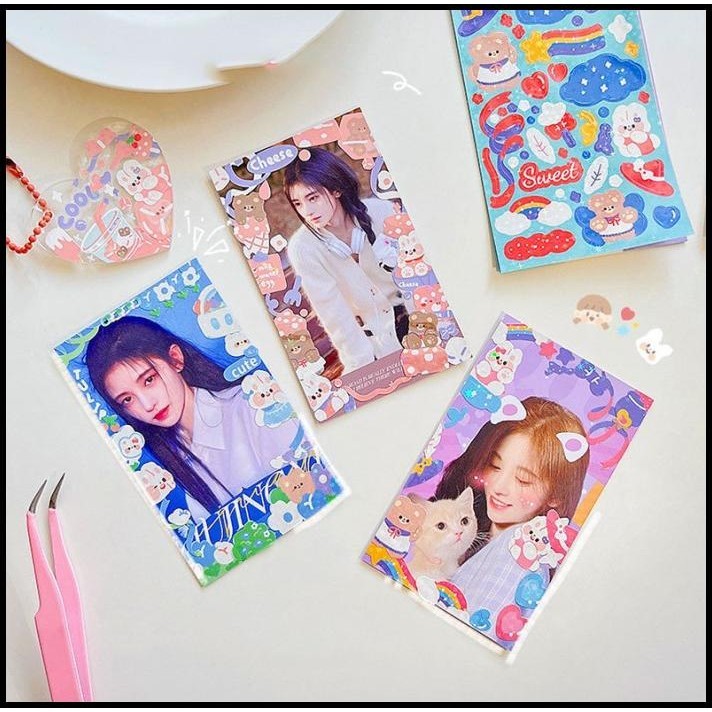 

TERMURAH ISI 2 LEMBAR KOREAN LASER STIKER GLITTER HOLOGRAM MOTIF RABBIT BEAR !!