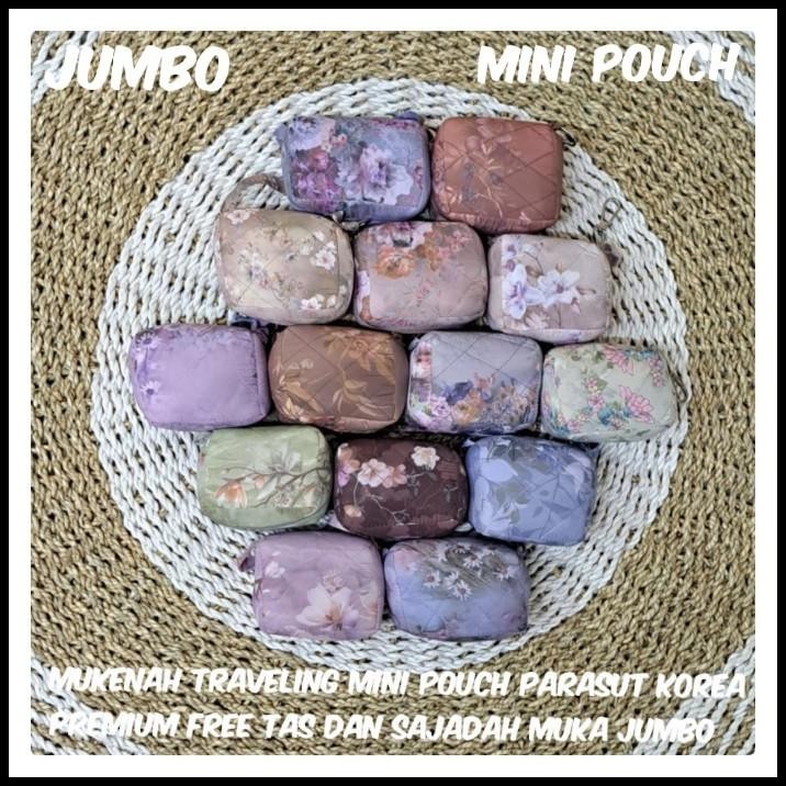 MUKENAH TRAVELING MINI POUCH PARASUT KOREA MOTIF JUMBO FRE TAS&SAJADAH