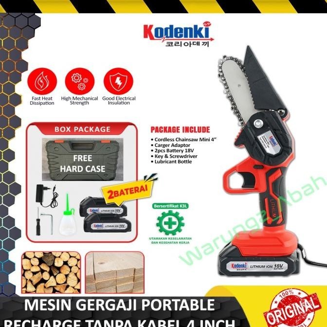 MESIN GERGAJI TANGAN MINI CHAIN SAW BATTERY BATRE BATERAI CAS RECHARGE