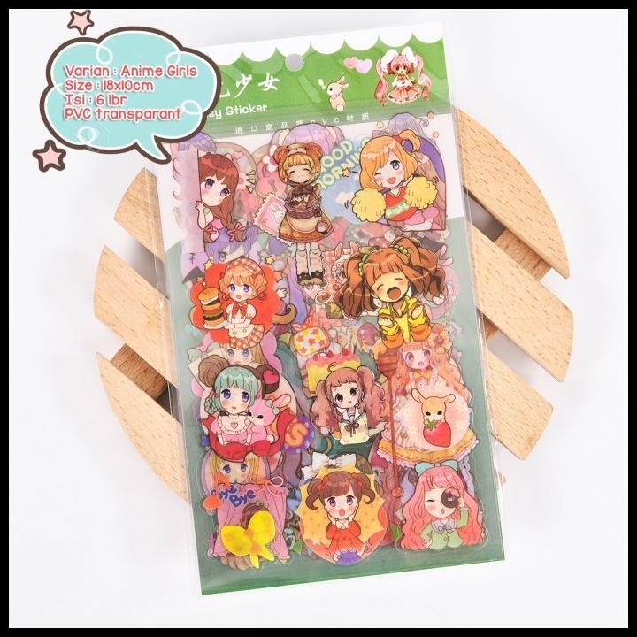 

DISKON ISI 6 LBR STIKER JOURNALING KOREA LUCU TRANSPARANT KARTUN GIRL MOMO