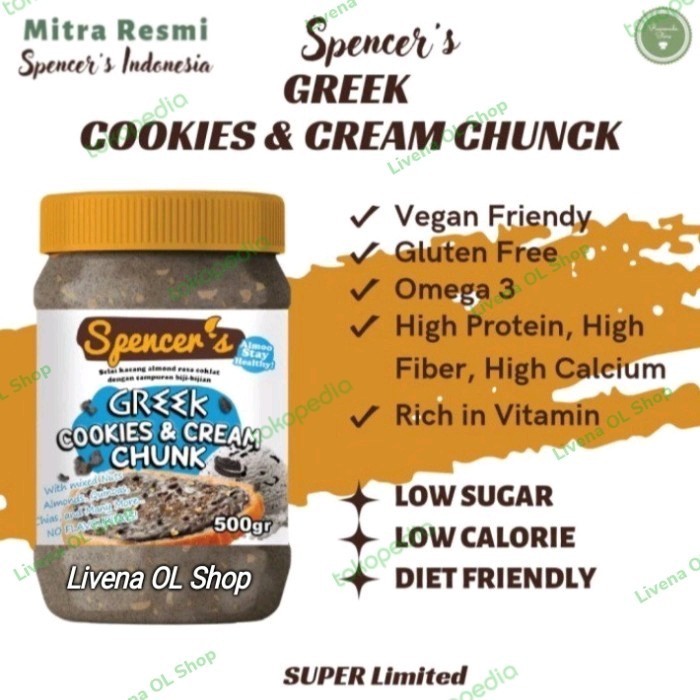 

Selai Kacang Almond Chia Spread Greek Cookies & Cream Chunk 500Gr