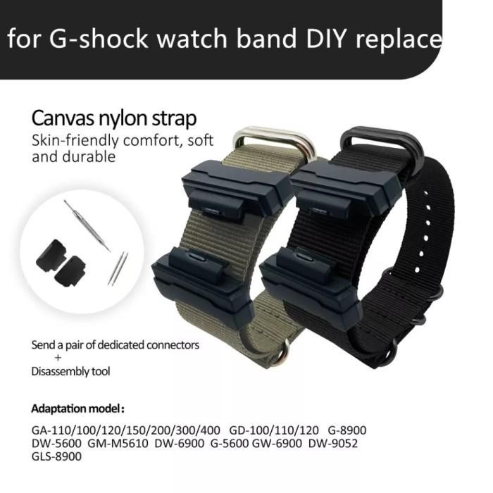 Tali Strap Kanvas Nato Canvas Casio G-Shock Adapter Konektor Gshock