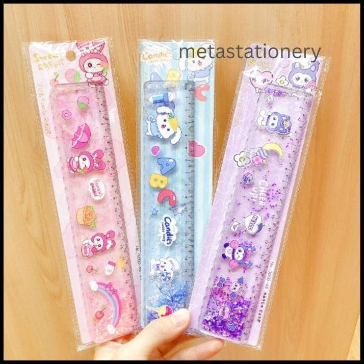 

BEST DEAL RULER / PENGGARIS GLITTER AIR SERI MOTIF KAWAII 20 CM !!!!!!!