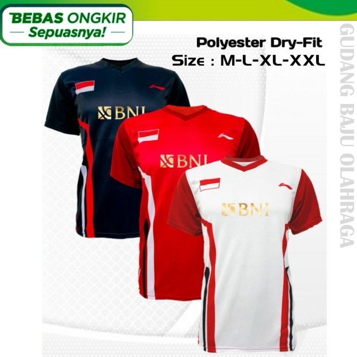 Kaos Badminton L-Champ Bni L-159 Jersey Bulutangkis Drifit