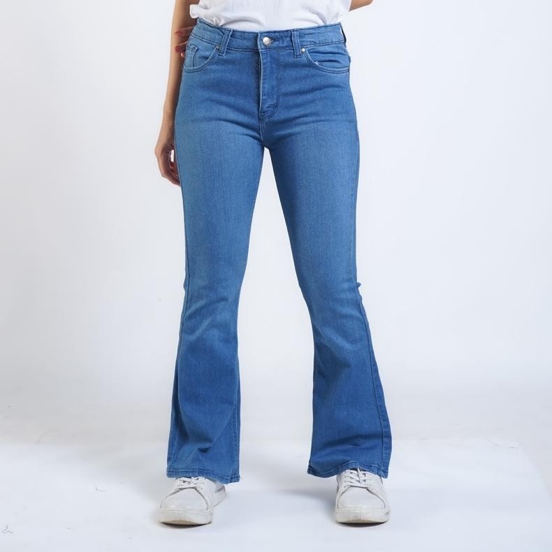 Celana Kulot Jumbo Wanita Cutbray Jeans Panjang Wanita Fit Jumbo Size Denim Polos Lexi Biru Jeans Dl