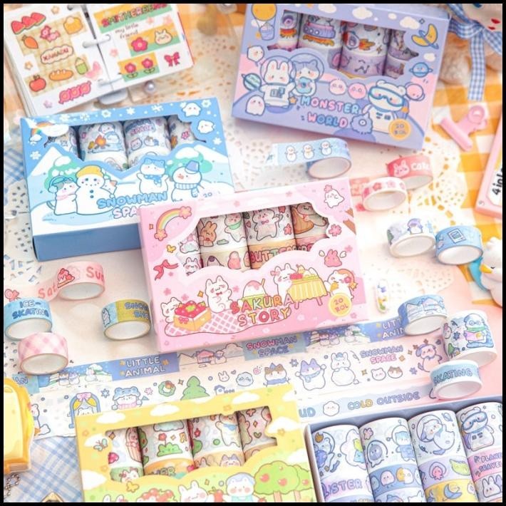 

TERBARU 20 ROLL WASHI TAPE STICKER JAPAN STYLE CUTE DECORATIVE MASKING TAPE 02 !
