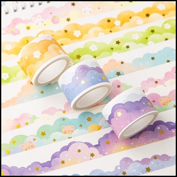 

GRATIS ONGKIR WASHI TAPE MASKING TAPE STICKER STIKER AWAN CLOUD STAR GOLD PLATED 44 !!!