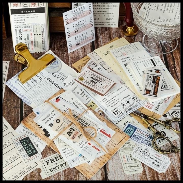 

HOT DEAL 60 LEMBAR SHEETS/ PACK VINTAGE TICKET PAPER MATERIAL SCRAPBOOK ART !!!!