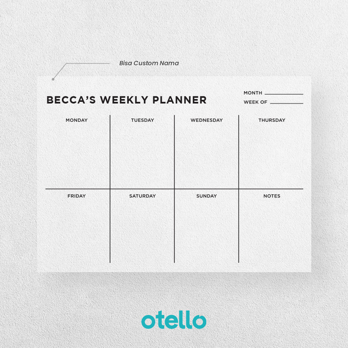 

Wall Planner Acrylic Weekly Kalendar Akrilik Jadwal Minggu Minimalist