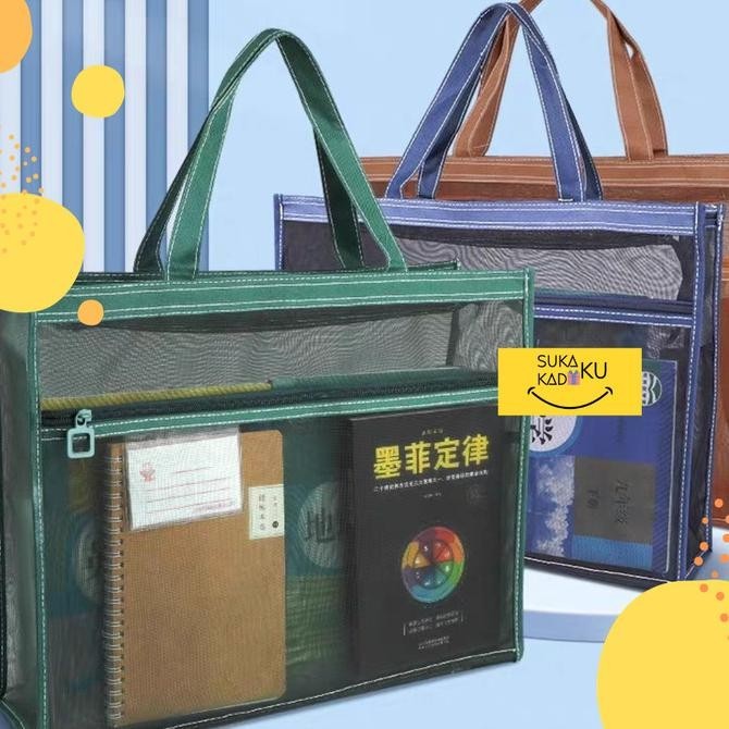 

Document Bag Zipper Mesh Map Organizer Dokumen Berkas A4 Transparan