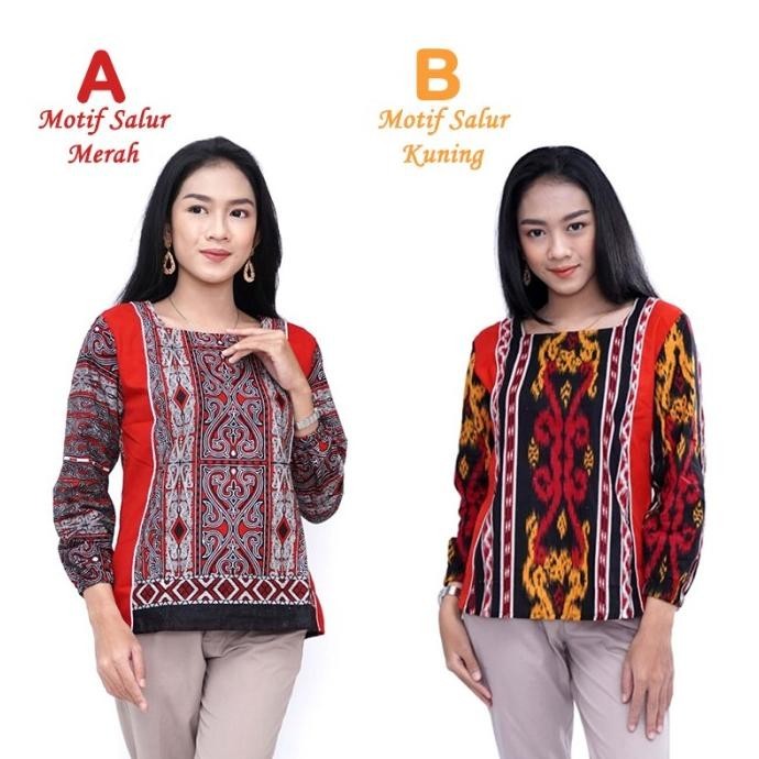 Atasan Batik Wanita Motif Tenun Unique - Blouse Batik Wanita