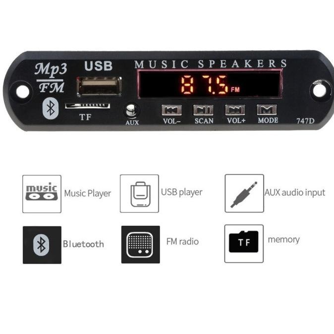 Modul Mp3 Player Bluetooth KIT Tape Mobil Wireless USB FM Radio TF AUX