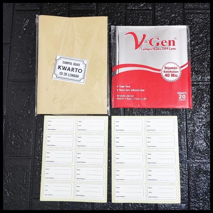 

BEST DEAL PAKET MURAH SAMPUL BUKU TULIS LENGKAP (ISI 20PCS) - ISI SAMPUL COKLAT + SAMPUL PLASTIK + STIKER NAMA - SAMPUL KWARTO/SAMPUL BOXY !!