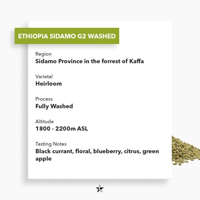 

Arabica Green Beans - Ethiopia Sidamo Washed 1Kg