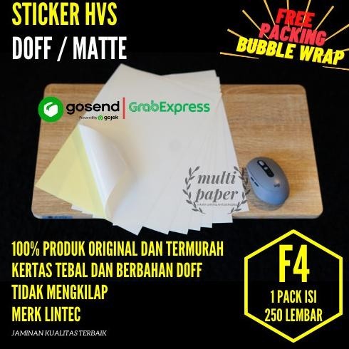 

Kertas Sticker Hvs F4 Isi 250 Lembar / Stiker Doff F4 / Kertas Stiker