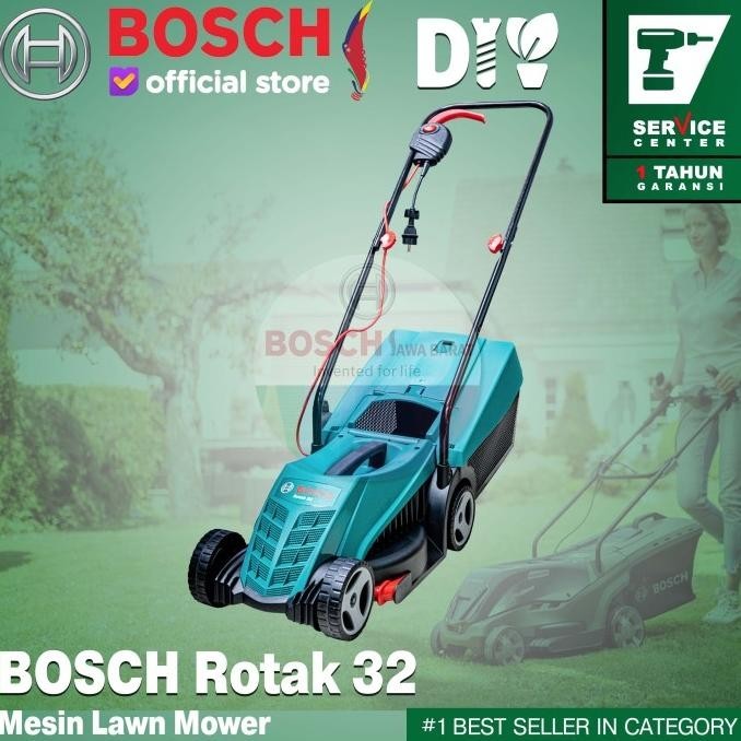 Bosch Mesin Potong Rumput Dorong Listrik Rotak 32 Lawn Mover 1200 Watt