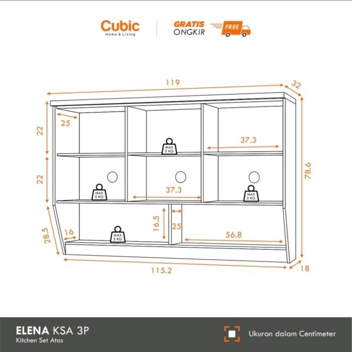 

Rak Dapur Atas 3 Pintu Kokoh Kuat Berkualitas