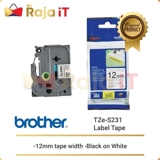 

Brother Label Tape Tze S231 Strong Adhessive 12Mm Black On White
