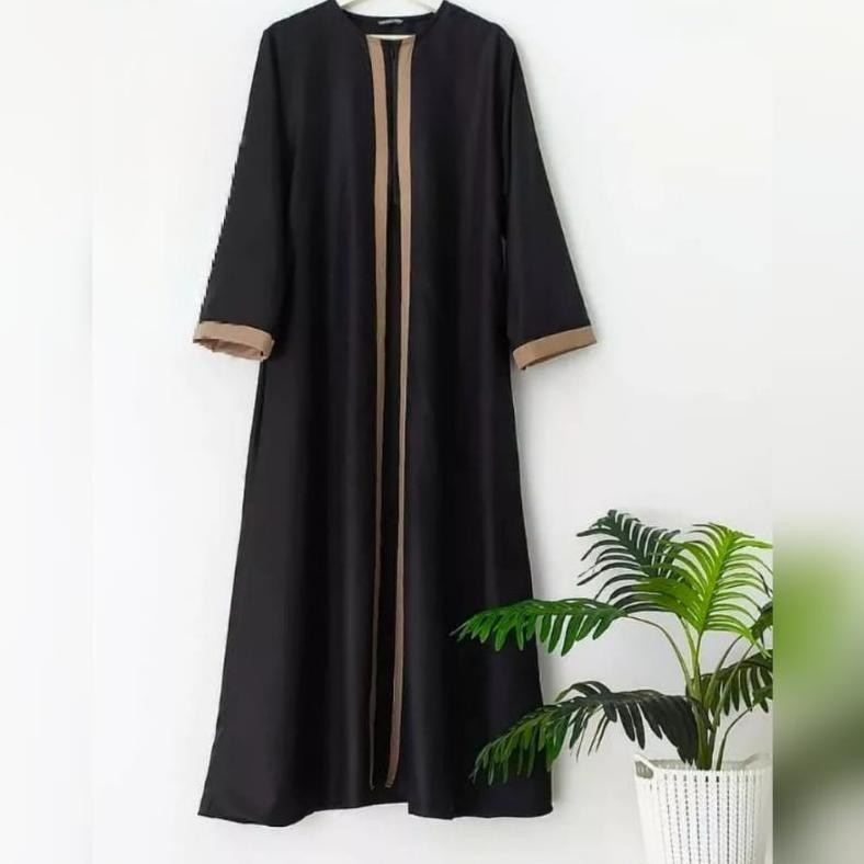 Gamis Abaya Remaja Hitam Icha List Coklat Simple Anggun Busui Ready Tui Dubai Gamis Abaya Remaja