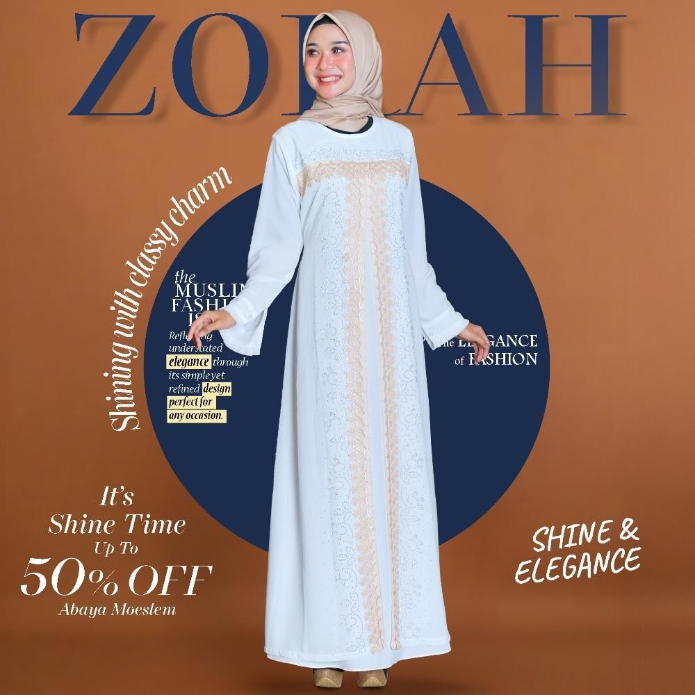 Gamis Abaya Remaja Zorah Putih Kekinian Putih Tuey Simple Elegan Maxi Dress Arab Broken White Mewah 