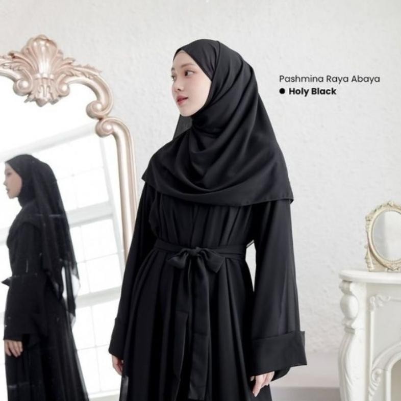 Gamis Abaya Remaja Medina Set Pashmina Outer Menyatu Basic Hitam Tuey Arab Muslimah Syari Gamis Abay