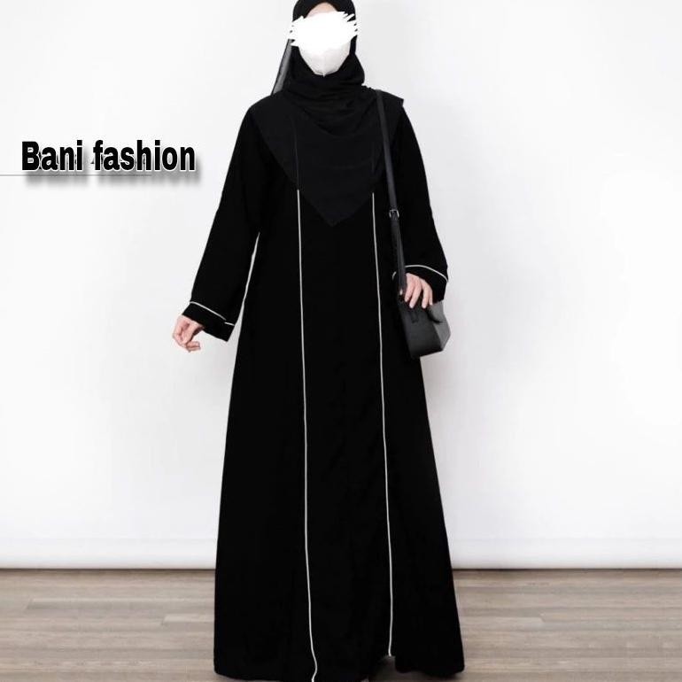 Gamis Abaya Remaja Hitam Remaja List Putih Cringkle Airflow Gamis Abaya Remaja