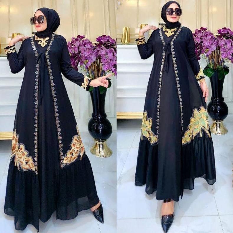 Gamis Abaya Remaja Tuey Hitam Kardigan Pamela In 1 Jersey Mix Ceruty Mode Gamis Abaya Remaja