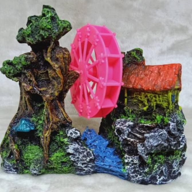 MAINAN HIAS AQUARIUM FIBER RUMAH POHON KINCIR