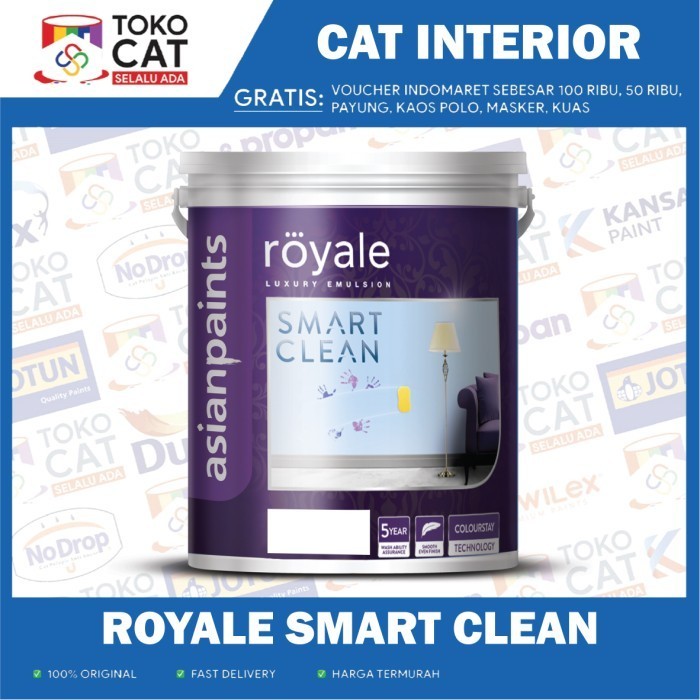 Cat Tembok Interior | Asian Paint Smart Clean Warna Putih 2,5 L | Kemasan Galon