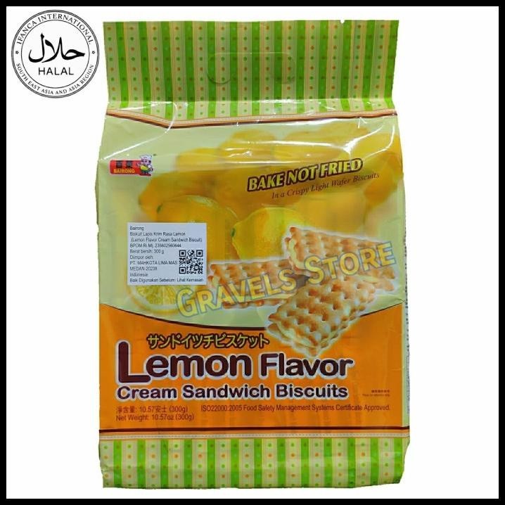 

[Logo Halal] Bairong Lemon Sandwich Biscuits - Biskuit Rasa Lemon