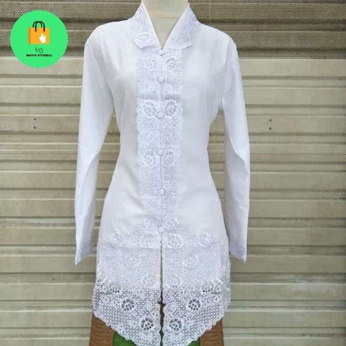 atasan kebaya encim khusus hitam putih lengan panjang K01