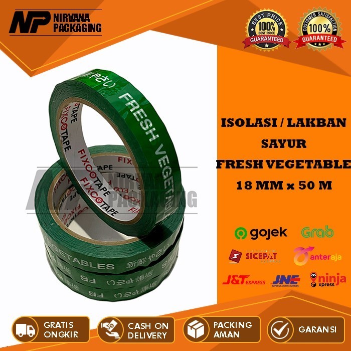 

LAKBAN / ISOLASI SAYUR FRESH VEGETABLE 18 MM X 50 M KUALITAS TERBAIK