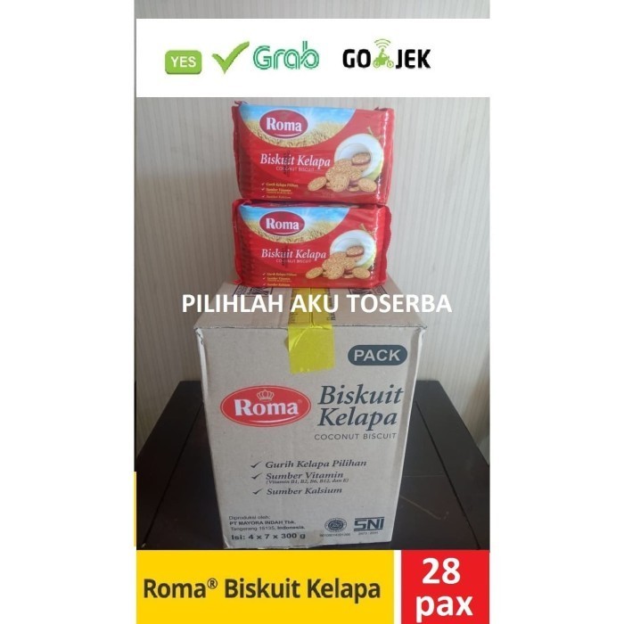 

Biskuit Roma Kelapa 300 Gr - 1 Kardus Isi 28 Pax - Khusus Gojek & Grab