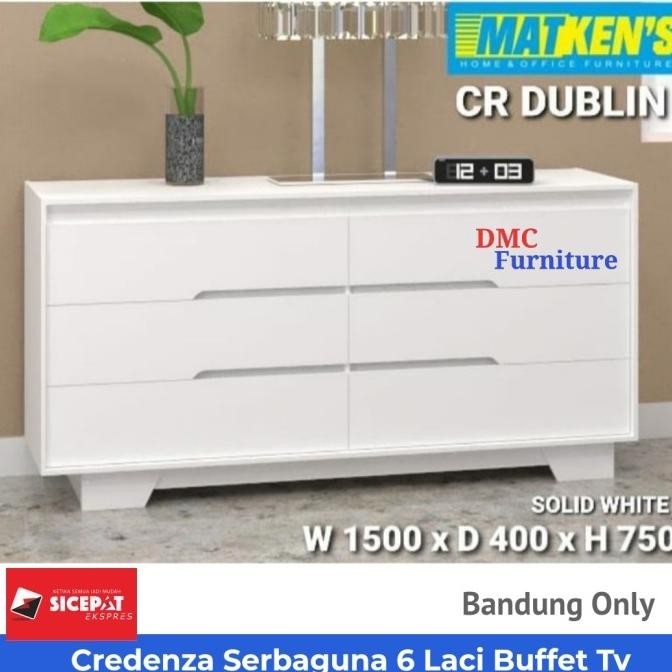 Buffet Tv Rak Tv 150 cm Credenza 6 laci Serbaguna CR DUBLIN