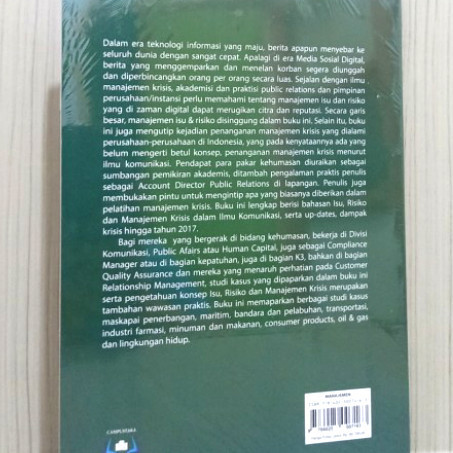 

Buku Manajemen Krisis,Isu Dan Risiko Dalam Komunikasi