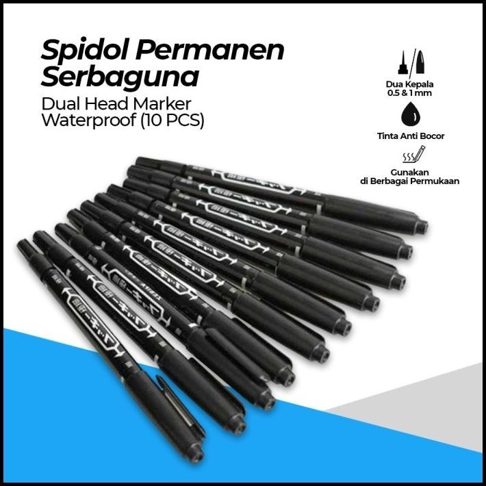 

TERMURAH PENA SPIDOL PERMANEN DUAL HEAD MARKER WATERPROOF 0.5 1MM 10PCS HITAM !!!!!