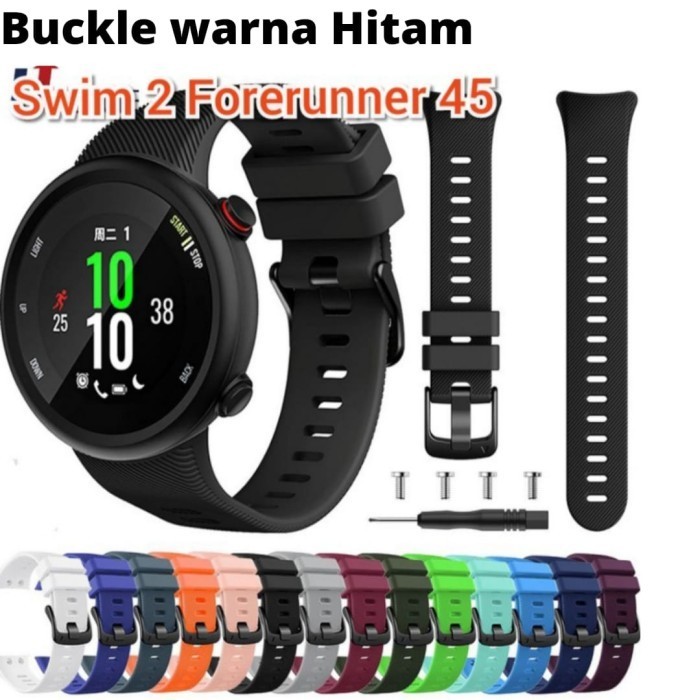 STRAP BAND TALI JAM GARMIN SWIM 2 FORERUNNER 45 SILICON KARET