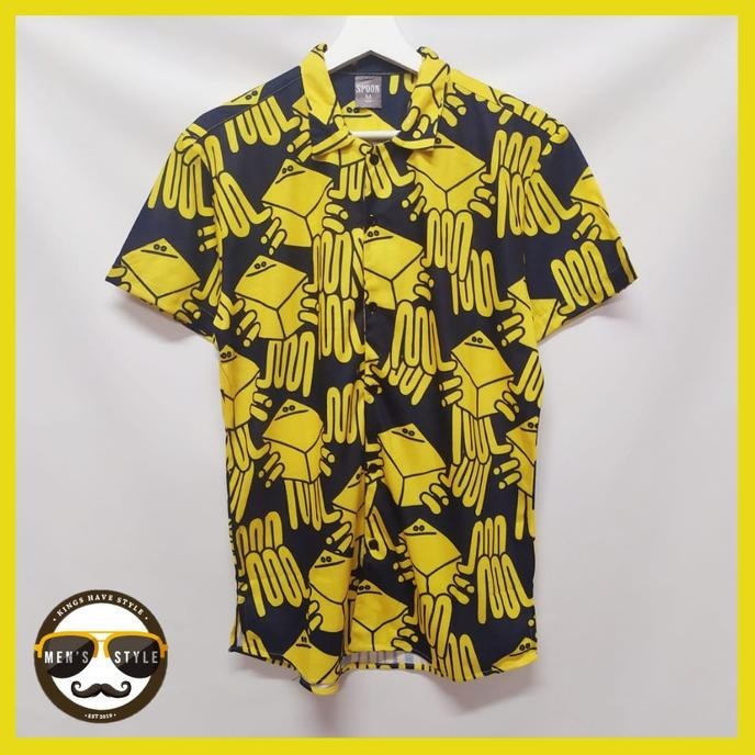 Baju Kemeja Motif Printing Hawai Pria Wanita Import Abstrak Okay