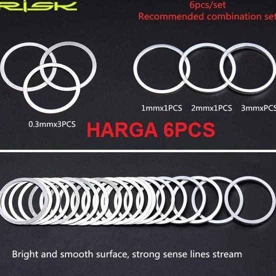 Premium Ring Headset 6Pcs Spacer Risk Fork Bahan Alloy Bearing Stem Aluminium Washer Ra132 Bike Sepe