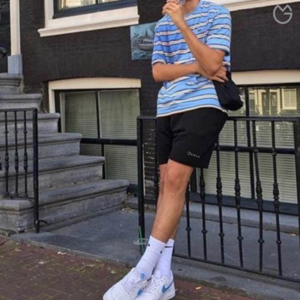 Emga Shorts2 Celana Pendek Pants Olahraga Santai Kolor Polos Hitam Pria Wanita Laki Unisex Basket Ru