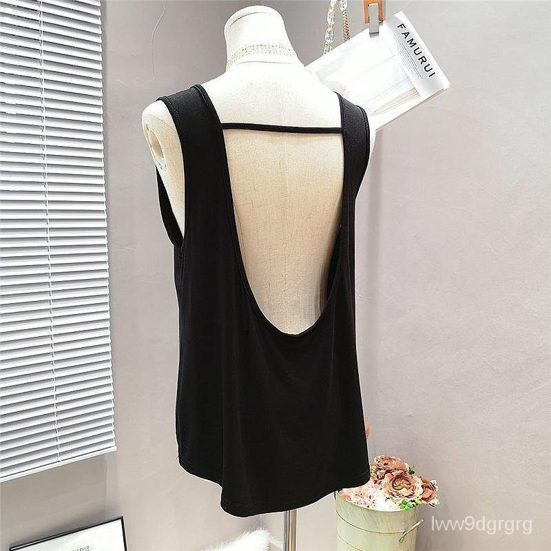 2024Plus Size Vest Sexy Backless Pajamas Loose Women's Wear Women's Summer Internet Celebrity Backle