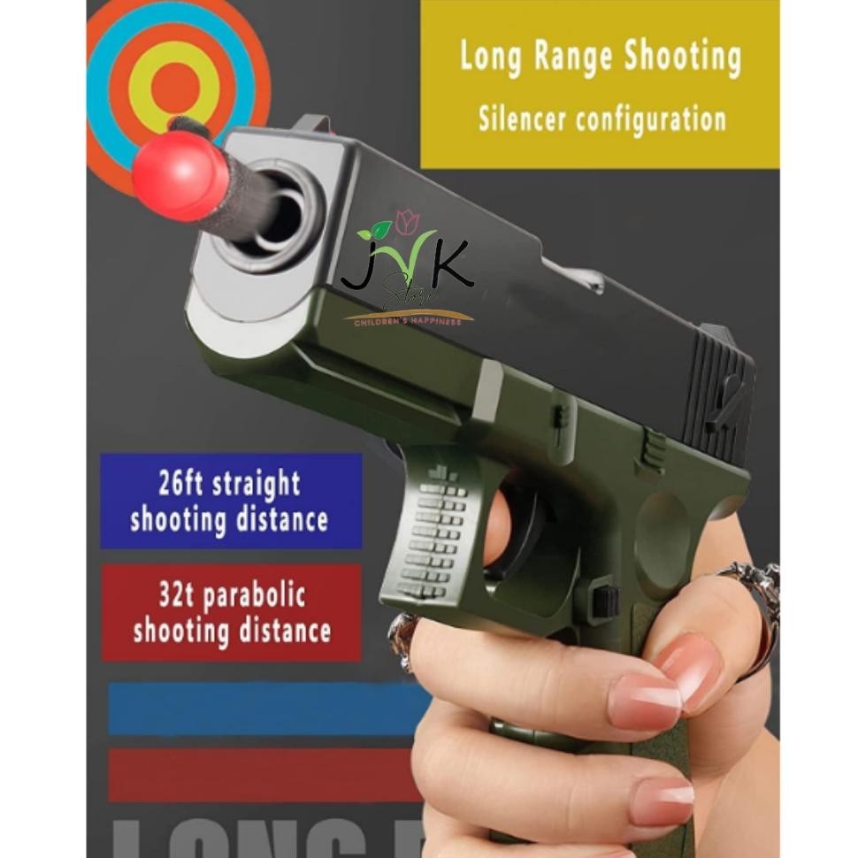 7.7 Sale Mainan Anak Pistol Nerf Kokang Glock Selosong Peluru Lontar Soft Bullet Sheel Ejection Gloc