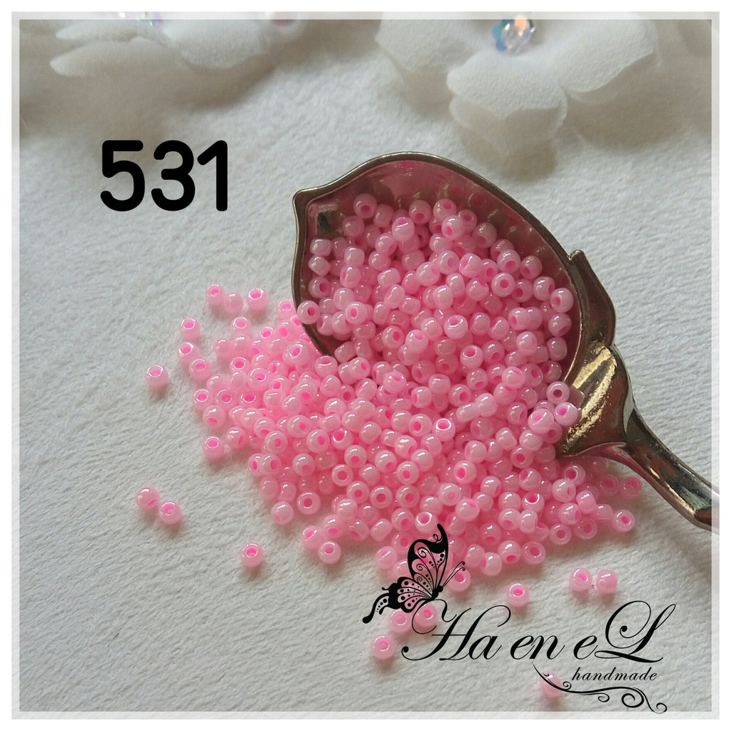 Payet Miyuki pasir seedbead (RR) ukuran 12/O(sp) & 11/O kode 531 (10gr) pink